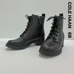 美品☆COLE HAAN コールハーン☆レースアップサイドジップショートブーツ 6/23cm相当 ブラック カメア コンバットブーツ ウォータープルーフ