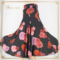 社交ダンス 衣装 スタンダード スカート レッスンウェア Leirena レイリーナ ブラック系 レッド系 ピンク系 薔薇 バラ 花柄 練習着 派手 ロングスカート フレアスカート 大人用 ダンス用 ゆったり 伸縮性 おしゃれ トレーニング用