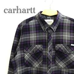 美品 Carhartt WIP L/S TATUM SHIRT 長袖チェックシャツ L パープル メンズ ファッション