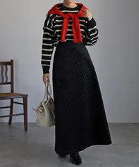 フェイクスエードキルティングフレアスカート