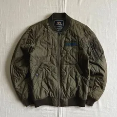 希少　archive　ALPHA INDUSTRIES　アルファ　TA1055-021　MA-1　フライトジャケット　キルティング　フルジップアップ　U.Sロゴパッチ　ユーティリティーポケット　カーキグリーン　S　quilting flight jacket