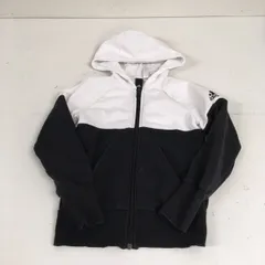 送料無料★adidas アディダス★パーカー　ジップアップ★男女兼用　キッズ　子供　140★黒白　ブラックホワイト#60711sNj76