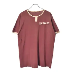 70年代 USA製 Champion HARVARD ハーバード Ｔシャツ ヴィンテージ カレッジ バータグ チョコチン ワインレッド(メンズ XL)中古 古着 V9146