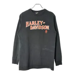 80年代 USA製 HARLEY DAVIDSON ハーレーダビッドソン 長袖Ｔシャツ モーターサイクル ブラック(メンズ M)中古 古着 V9155
