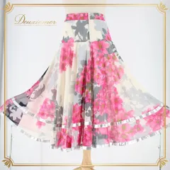 社交ダンス 衣装 スタンダード スカート レッスンウェア 練習着 ICHIOKU イチオク グレイ系 ピンク系 ホワイト系 白 花柄 レース ネイビー系 紺 フラワープリント 透け感 スカート丈 練習用 スポーツウェア エレガント ダンス用 ウエスト