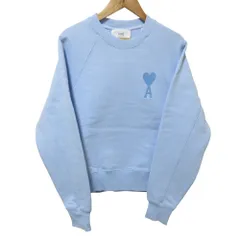 良品 AMI PARIS アミパリス ハートロゴ刺繍 スウェットトレーナー カットソー E22USW002 XXS ライトブルー レディース 古着 中古 USED