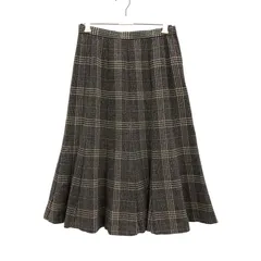 ZM1672 Leilian レリアン チェック柄ミモレ丈フレアスカート グレー系 サイズ11号