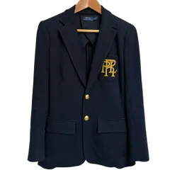 美品 POLO RALPH LAUREN ポロラルフローレン スウェット ブレザー 紺ブレ テーラードジャケット 0 ネイビー レディース 古着 中古 USED