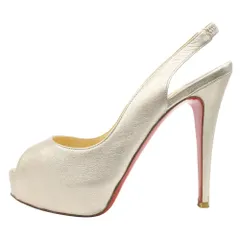 美品 Christian louboutin クリスチャンルブタン スリングバック オープントゥ パンプス シューズ ヒール サイズ38 約25cm レディース 古着 中古 USED