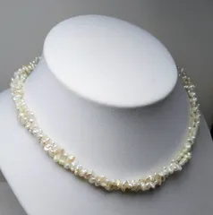 2連 淡水パールネックレス  6㎜ バロック アレルギー症対応