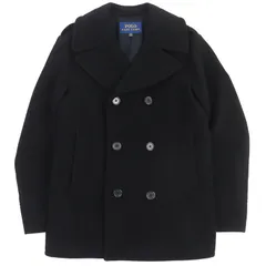 極美品△POLO RALPH LAUREN ポロ・ラルフローレン ウール100％ ダブルブレスト Pコート ピーコート ブラック 38S 正規品 メンズ オススメ◎