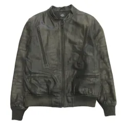 良品 HARLEY DAVIDSON ハーレーダビッドソン バッファローレザー バイカー ジャケット ブルゾン ライダース 水牛革 L 黒 ブラック メンズ 古着 中古 USED