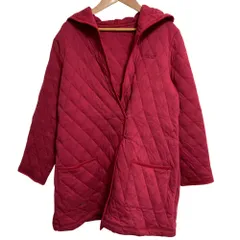 美品 mademoiselle NON NON マドモアゼルノンノン フーデッド キルティングコート ジャケット レッド レディース 古着 中古 USED