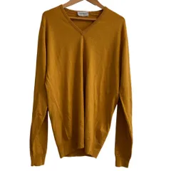 美品 JOHN SMEDLEY ジョンスメドレー Vネック ウール ニット カットソー Mサイズ マスタード メンズ 古着 中古 USED