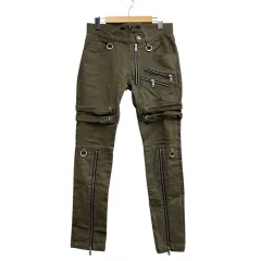 ノーアイディー NOID 加工スキニーパンツ ZIP カーキ系 サイズ1 S相当  のサムネイル
