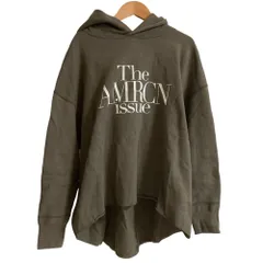 美品 AMERICANA アメリカーナ ロゴプリント スウェットパーカー カーキ レディース 古着 中古 USED