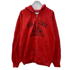 メキシコ製 Champion プリントスウェット パーカー M レッド ブラック チャンピオン ジップアップ ジップパーカー 秋物 a712-6547