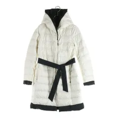 Max Mara (マックスマーラ) バイカラー リバーシブル フーデッド ジップアップ ダウン ロング ジャケット コート ホワイト/ブラック レディース 54860463