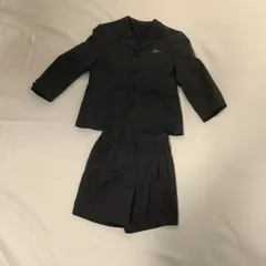 M1-02349【Kids】PinoChio(ピノチオ)　スーツ上下2点セット(ジャケット・ショートパンツ) 男の子 (120) /  グレー　ストライプ ショートパンツ:右側ヒップに白い汚れ有 K