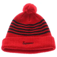 SUPREME (シュプリーム) 11AW Striped Loose Gauge Beanie ルーズゲージ ストライプ ビーニー ニット帽 レッド/ブラック