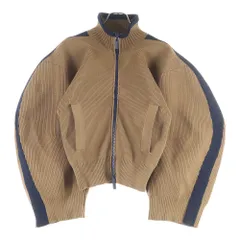 Sacai (サカイ) スタンドカラー 変形ニット ジップアップジャケット ブラウン/ネイビー レディース 24-07358