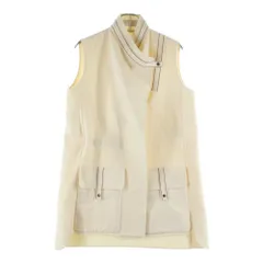 HERMES (エルメス) セリエボタン カシミヤロングジレ ベスト レディース ベージュ 06-7102