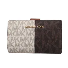 【新品 未使用】MICHAEL KORS マイケルコース アウトレット 財布 二つ折り財布 ジェット セット トラベル ツートン シグネチャー ミディアム ジップ コーナー 35F4GTVF6B BROWN