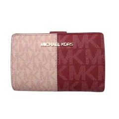 【新品 未使用】MICHAEL KORS マイケルコース アウトレット 財布 二つ折り財布 ジェット セット トラベル ツートン シグネチャー ミディアム ジップ コーナー 35F4GTVF6B CHERR