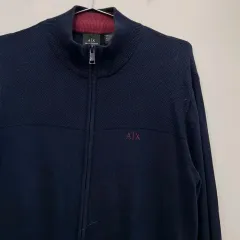 ARMANI EXCHANGE アルマーニ エクスチェンジ 刺繍 ロゴ ハイネック ジップアップ ニット