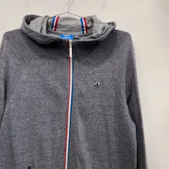 アディダス オリジナル 3本線 バイカラー ハイネック フードジップアップ