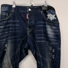 ディースクエアード2 スリムフィット ダメージ インディゴデニム パンツ