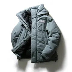 【新品】 FIRST DOWN ／ ファーストダウン　700フィルパワー ボリュームネック ダウンジャケット WRAP DOWN PARKA フード付き ダウンパーカー ブルーグレー ｜ 秋冬