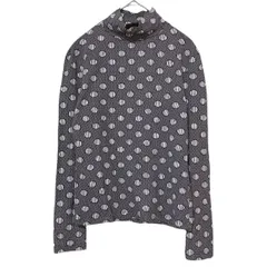 RE277 【美品】VERSUS  ヴェルサス  長袖カットソー　トップス　ハイネック　ロンT 総柄　モノトーン　白黒　レディース　希少　個性的　オシャレ