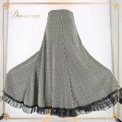 社交ダンス 衣装 スタンダード スカート レッスンウェア オールシーズン 水玉 ドット 黒 白 ブラック系 ホワイト系 フリル 練習着 バイカラー レトロ かわいい スカート丈89.5cm ゴムウエスト 伸縮性 有り ドット柄 ダンス衣装