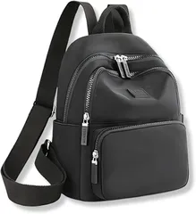 Ventury リュック レディース 小さめ 軽量 防水 大容量 ミニリュック 通学 通勤 旅行 マザーズバッグ 黒 ナイロン シンプル おしゃれ 多収納 プレゼント ギフト 小学生 高校生 大学生 (ブラック,  ミニ)