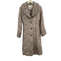 インゲボルグ コート サイズ9 M レディース - グレーベージュ×ライトパープル×マルチ 長袖/ツイード/ラメ/パール/フラワー(花)/中綿/冬