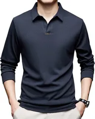 Flame Ark(フレイムアーク) 上品トップス ポロシャツ メンズ 長袖 tシャツ ノンアイロン ビジネス カジュアル シンプル 襟付き ストレッチ 快適 おしゃれ 無地 通勤 通学 ゆったり (ネイビー,  2XL)