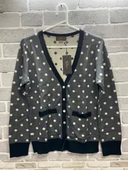 A【A21-82】◇ DITA  2サイズ　ニット カーディガン　グレーカラー　水玉模様