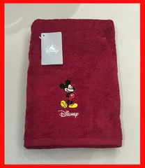定価以下！新品・未使用 タグ付き ディズニーストア バスタオル ミッキー ワインレッド　刺しゅう　ワンポイント　商品説明をお読みください