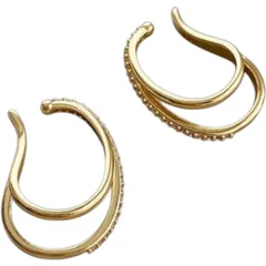 ☆ ゴールド ☆ イヤーカフ イヤリング ラインストーン 両耳セット 大きめ イヤーカフ レディース イヤカフ 耳飾り イヤリング 大ぶり イアリング アクセサリー ラインストーン シンプル きれいめ ドレスアップ 大人 かわいい おしゃれ 可愛い オシャレ