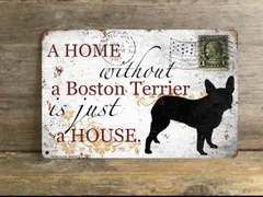 【Boston Terrier/ボストン・テリア】 メタルプレート メッセージ 犬 雑貨 グッズ アート ポスター おしゃれ インテリア 壁飾り アンティーク風 83