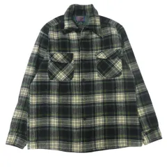 良品 70's PENDLETON ペンドルトン ウール チェック シャツ オープンカラー 開襟 オールド ビンテージ ヴィンテージ M グリーン メンズ 古着 中古 USED