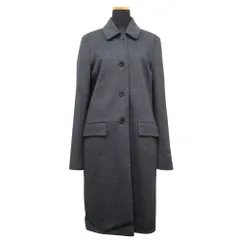 【美品】 Rene 長袖ウールコート ジップアップ アンゴラ混 34 グレー ルネ Rene ミンクファー付属コート アンゴラ混 34 グレー アイボリー