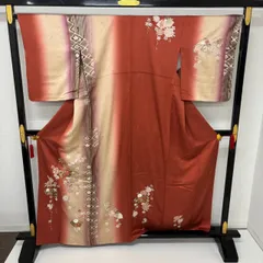 付下げ 金駒刺繍 本金箔 裄66 上品な染め 紋無し 訪問着 正絹 着物 MK-2418