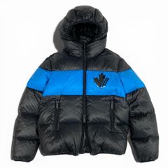 83L19 DSQUARED2 ディースクエアード Nylon Hooded Puffer Bomber With Logo Prints パフィージャケット ダウンジャケット  S7AM0960/S52119 44 ブラック ブルーk02i