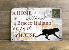 【Bracco Italiano/ブラッコ・イタリアーノ】 メタルプレート メッセージ 犬 雑貨 グッズ アート ポスター おしゃれ インテリア 壁飾り アンティーク風 88