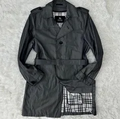 【美品/LL】BURBERRY BLACK LABEL バーバリー ブラックレーベル トレンチコート ステンカラーコート チェスターコート アウター ジャケット 比翼 キルティングライナー ベルト 三陽商会 ノバチェック グレー 灰色 フォーマル ビジネス
