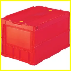 【人気商品】収納ボックス 薄型折りたたみコンテナ 収納ケース ロックフタ付 レッド トラスコ中山TRUSCO) 50L TR-C50B-R