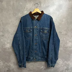 00s Wrangler デニムジャケット 襟コーデュロイ 濃紺 サイズL