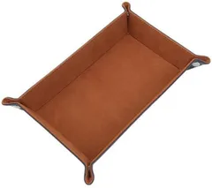 グロフィン GLOFIN レザートレイ 小物入れ アクセサリートレイ 卓上 収納 トレー 腕時計 鍵 スマホ メガネ リモコン ボックス おしゃれ (ブラウン, フリー)